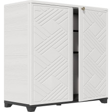 HOMSPARK Aufbewahrungsschrank für den Innen- und Außenbereich, mit Türen und 2 Metallregalen, 86,4 x 38,1 x 86,4 cm, HDPE-Kunststoff, Aufbewahrungsbox für Terrasse, Garten, Eingangsbereich, Balkon