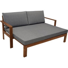 DEGAMO Parana Garden Sofa 180 x 136 cm Išskleidžiama Akacijų mediena Ruda geltona su pilku apmušalu, skirta naudoti patalpose ir lauke