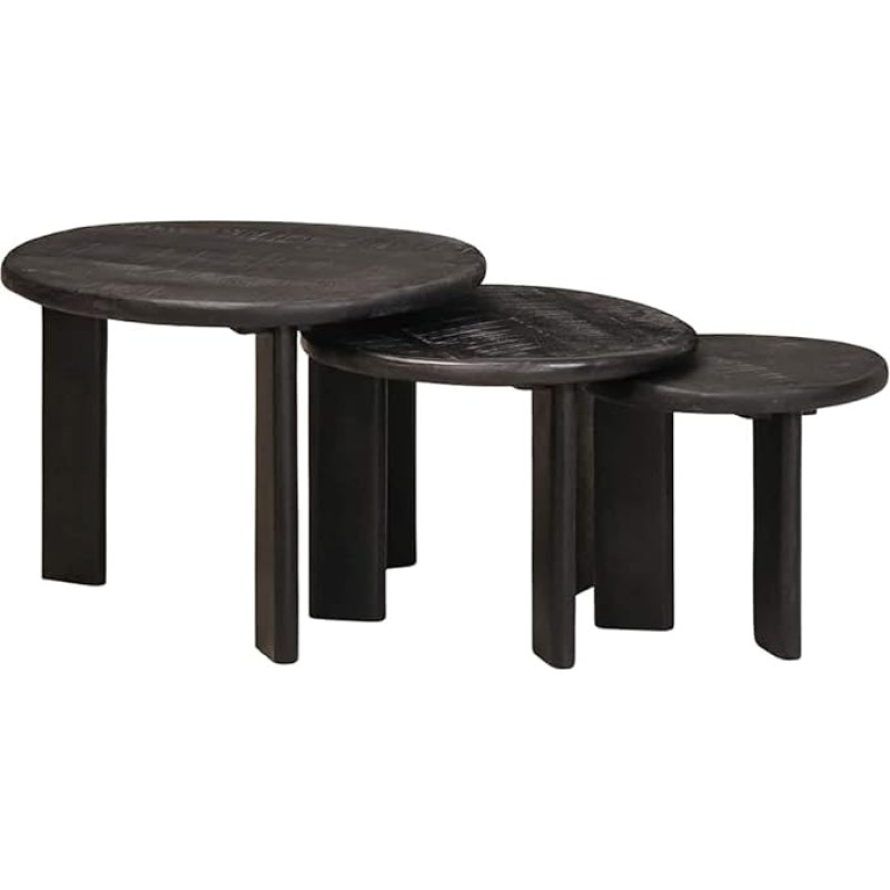 Nesting Couchtisch Set 3er Weiß Massivholz Mango 54x54x40 cm Modernes platzsparendes Design für Wohnzimmer Schlafzimmer oder kleine Räume