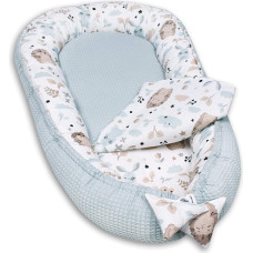 PaLulli 3-Piece Baby Equipment Set Cuddly Nest Baby Nest 95 x 55 cm Baby Mattress Cuddly Blanket Baby Bed 100% Cotton Hypoallergenic for 0-8 Months