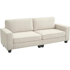 HOMCOM 3 vietų sofa, sofa su porankiais, atlošo pagalvėlė, svetainės sofa su virvele, spyruoklinis pagrindas, minkšta sofa svetainei, miegamajam, 227 x 84 x 87 cm, kreminės baltos spalvos