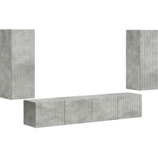 TV Schrank,TV-Wandregal-Set Wandmontiert 4 pcs Beton Grau Holzwerkstoff,TV Board Hängend Schrank Fernsehschrank TV Bank Wohnzimmer Möbel Modern Wandschrank für Wohnzimmer Schlafzimmer