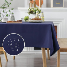 Demetex Waterproof Tablecloth 60 x 84 Inch Blue Rectangle Wipe Clean Tablecloth for Party Birthday Dinner 60 x 84 Inch (152 x 213 cm), 1 Piece, Navy Blue