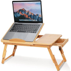 Nešiojamojo kompiuterio lovos stalas, 1 gabalas Reguliuojama bambuko lentyna Bendrabučio lova Lap Desk Dvi gėlės Knygų skaitymo dėklo stovas lovos sofai 50×30×20cm