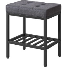 IBUYKE Stačiakampė makiažo kėdė su reguliuojamomis kojelėmis ir laikymo atramomis Kėdė Lininis suoliukas Daugiafunkcinis mažas naktinis staliukas Osmanų miegamasis Tamsiai pilka WBD017G