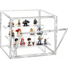 Acryl-Vitrine mit herausnehmbaren 3stöckigen Regalen, 36 x 23 x 27 cm, stapelbare Schaubox, staubdichter Arbeitsplattenwürfel mit zu öffnender Tür, transparente Vitrine für Sammlerstücke
