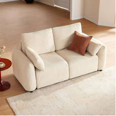 2 vietų velvetinės mažos sofos mažoms erdvėms, modulinė kampinė sofa 184 cm, individualiai konfigūruojamas gyvenamasis kraštovaizdis, didelio tankio atminties putos, nuimami ir skalbiami pagalvėlių užvalkalai, smėlio spalvos