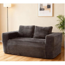 DRIXNO Grindų sofa su miego funkcija, 160 cm dvivietė sofa be kaulų, pliušinis velvetinis audinys, putų grindų sofa, sofa mažoms erdvėms, butui, miegamajam, biurui, neremontuojama, pilka
