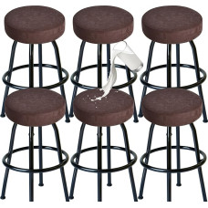 FUANGUI Barhockerbezüge, rund, 6er-Set, wasserdicht, Rautenmuster, PU-Barhocker-Sitzbezüge, waschbar, Hocker, Kissen, Schonbezug für 30,5 - 38,1 cm, Kaffeebraun
