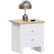Vida Designs Arlington Bedside Table with 2 Drawers Chest of Drawers Cabinet Table Storage Bedroom White