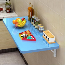Robuster Klapptisch zur Wandmontage, blau, für kleine Räume, Küche, Waschküche, Restaurant, 120 x 30 cm