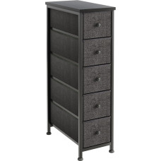 MUTUN Narrow 5 Drawer Chest of Drawers Fabric Chest of Drawers for Bedroom Living Room Entrance Closet Black
