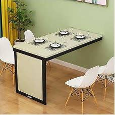 Schwebender, an der Wand montierter, klappbarer Esstisch mit unsichtbarem Design und klappbarer Stützstange, idealus Esszimmer, Küche, Schlafzimmer, Bar und mehr (weiß)
