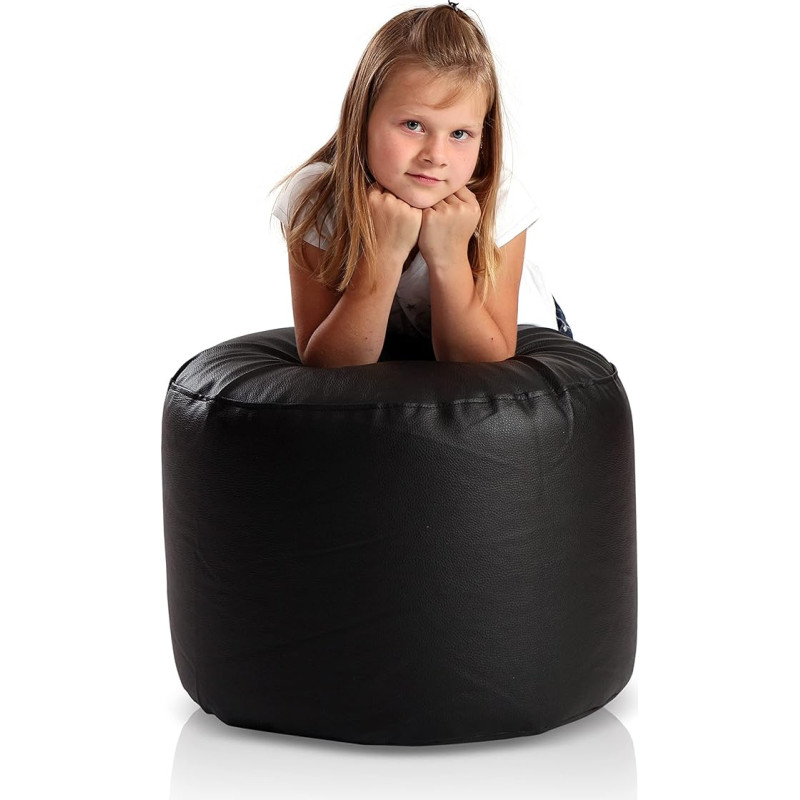 Ecopuf Point Pouf Stool 55 x 40 cm Faux Leather Pouf Stool Round Seat Pouf Tinka naudoti patalpose ir lauke, kaip kojų pagalvėlė Joga Seat Cushion Meditacija pagalvėlė su polistireno užpildu (EPS karoliukai)
