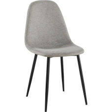 CLP Napier Dining Room Chair Padded Kitchen Chair with Backrest and Black Metal Frame Upholstered Chair Dining Room Maximum Load 150 kg Colour: Light Grey Material: Fabric