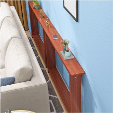 Schmaler Holz-Sofatisch, lange schlanke Konsole für Wohnzimmer und Schlafzimmer, 10/15/20 cm tief, Teak-Finish, 100 x 9,9 cm, perfekt hinter der Couch oder dem Eingangsbereich