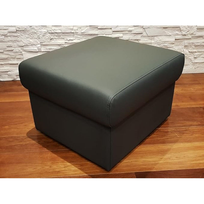 Quattro Meble Tamsiai pilka natūralios odos taburetė sulankstoma su laikymo erdve taburetė Karvės odos sėdynės kubas 60 x 55 cm kojų taburetė Minkšta taburetė natūralios odos pūkelis