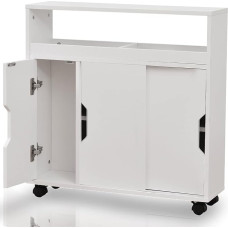 BAKAJI Vonios kambario su ratukais spintelė vežimėlis Slim Space Saving Multi-Purpose White Technical Wood Standard