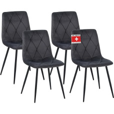 ALBATROS Dora Dining Room Chairs with Velvet Cover, Set of 4, Anthracite, Stylish Vintage Design, Maximum Load 110 kg, Upholstered Chair - Modern Kitchen Chair, Dining Room or Dining Table Chair