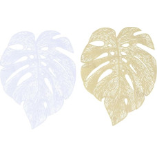 MAGICLULU 2 Stück Tischsets aus PVC mit Ausgeschnittenem Blattmuster Blattförmige Platzsets für Zuhause Reißfest und Kreativ Gestaltete Tischmatten