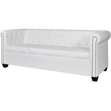 LAPOOH Česterfildo sofa 3-vietė sofa lova Sofa lova Sofos ir sofos Relax Sofa Faux Leather White