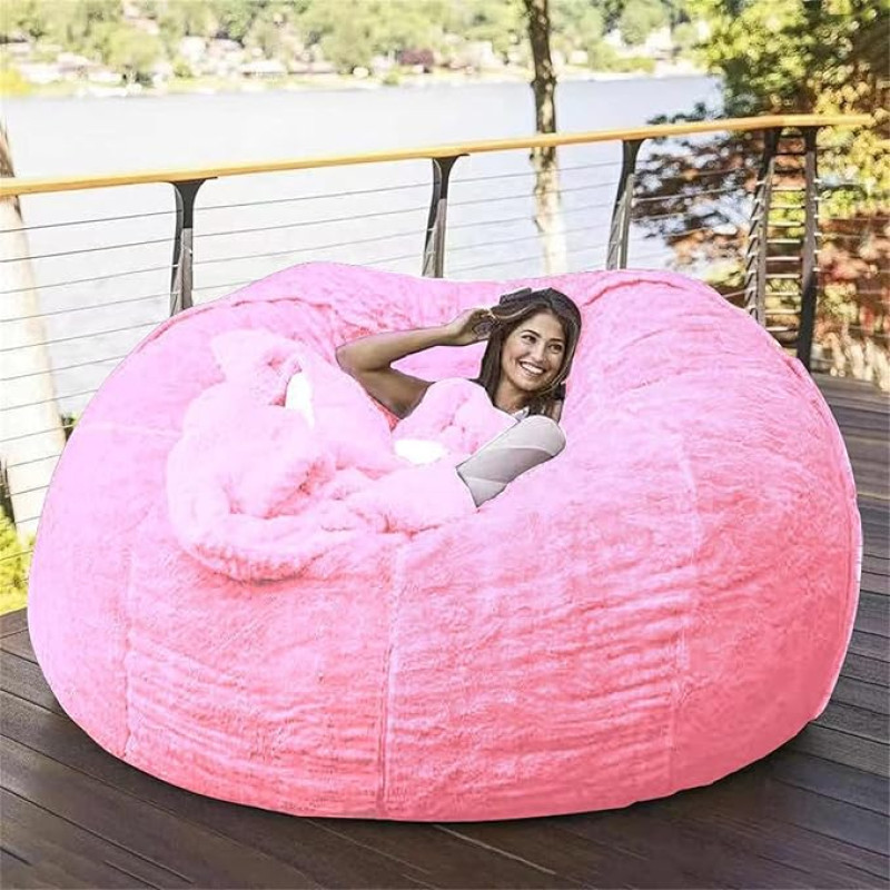 Large Giant Bean Bag for Adults (No Filler) Bean Bag Chairs in Various Sizes and Colours Giant Foam Filling Machine Washable Covers Double Stitching (Pink, 1.8m)