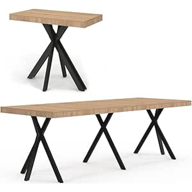 IDMarket - ALIX išskleidžiamas konsolinis stalas 10 žmonių 235 cm pramoninis dizainas