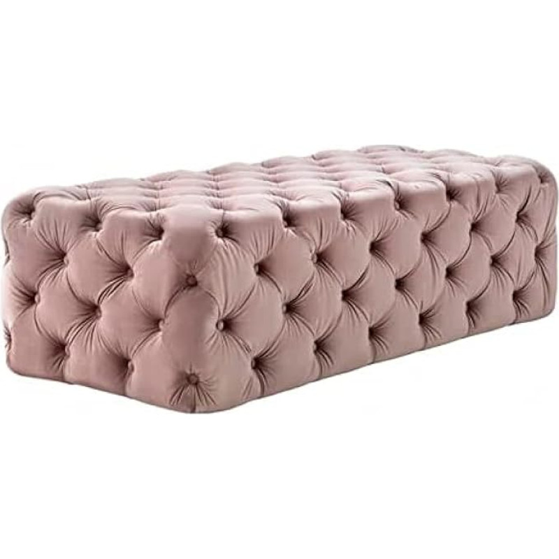 Daugiafunkcinis batų suoliukas Miegamojo lovos galas Namų modernus aksomo paminkštintas Tufted Osmanų prabangus Jumbo Footrest Stool Pink 60 x 45 x 40