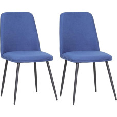 ALBATROS BONO valgomojo kėdės, 2 vnt., mėlynos spalvos, retro išvaizdos virtuvės kėdės, ergonomiškos ir paminkštintos, su aksomo užvalkalu ir metalinėmis kojomis, patogios ir lengvai prižiūrimos, valgomasis, svetainė