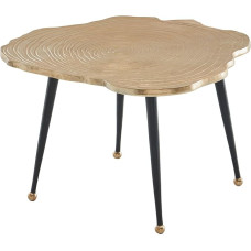 FineBuy Kavos staliukas Aliuminio medžio diskas 64 x 64 x 37 cm Sofos staliukas Metalinis aukso spalvos dizaino svetainės stalas Apvalus mažas kavos staliukas Modernus šoninis staliukas Svetainės staliukas