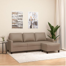 LAPOOH 3201028 3-vietė sofa su taburete Cappuccino Brown 180 cm dirbtinė oda, Sofos ir kušetės, Sofa svetainė, Sofa paauglių kambariui, Sofa poilsiui, Sofa miegamajam, Miegamojo sofa, Minkšta sofa