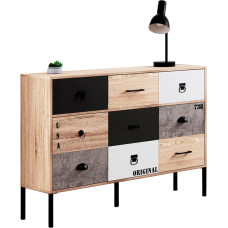 IDMarket - 3 Door 3 Drawer Sideboard 110cm Sacramento Industrial Design