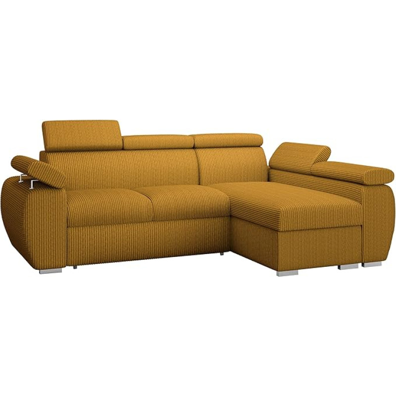 Mirjan24 Boston Mini Premium kampinė sofa su miego funkcija ir lovos dėže, minkštas kampas su reguliuojamais galvos atlošais, L formos sofa, sofa, sofa, gyvenamasis kraštovaizdis, audinys: (Poso 01, šonas: dešinysis, 2r+LC)