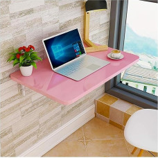 Wandmontierter Klapptisch für kleine Räume, 40 x 120 cm, platzsparender Wandschreibtisch, Pink