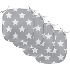 ABAKUHAUS Žvaigždė Valgomojo kambario kėdės apmušalai Didelės žvaigždės Meno kūriniai Dekoratyvinės vandeniui atsparios pagalvėlės su dirželiais, skirtos virtuvės sėdynėms 40 cm x 40 cm Pakuotė 4 pilkai baltos spalvos