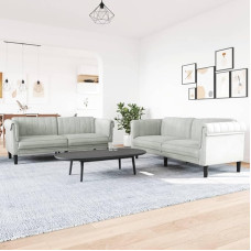 3209219 2 dalių sofos komplektas šviesiai pilkas aksomas, poilsio sofa, sofos ir kušetės, relaksacinė sofa, sofa svetainei, sofa su