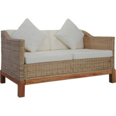 2 sėdimų vietų sofa su pagalvėlėmis, sofa svetainei, butams, poilsio sofa, sofos ir kušetės, relaksacinė sofa, natūralaus rotango