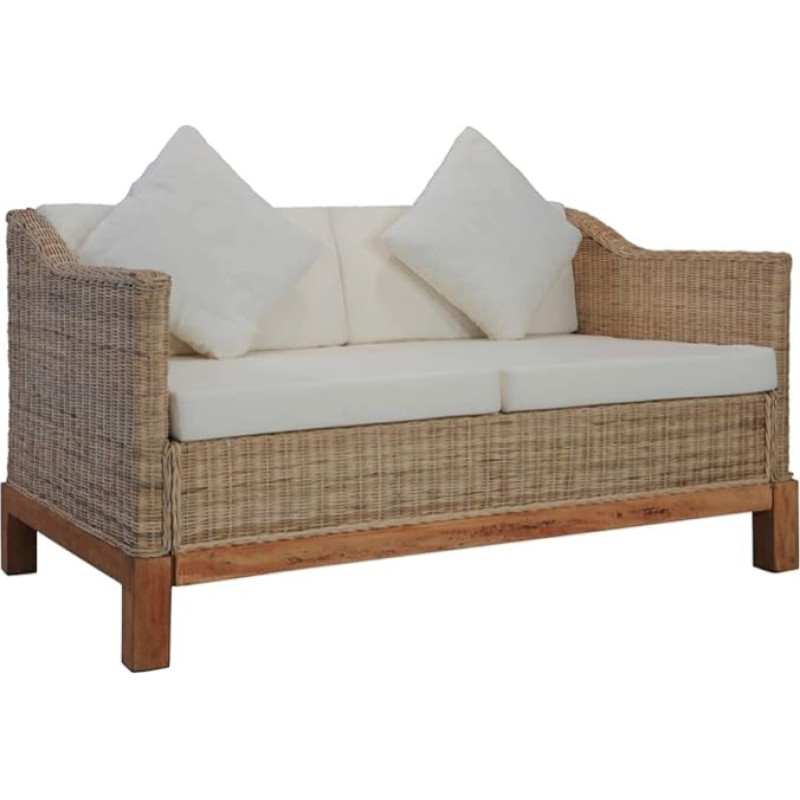 2 sėdimų vietų sofa su pagalvėlėmis, sofa svetainei, butams, poilsio sofa, sofos ir kušetės, relaksacinė sofa, natūralaus rotango