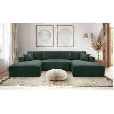 Žalia U formos sofa su miego funkcija - 