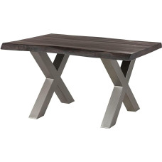 MASSIVMOEBEL24.DE Laisvos formos 5 mangų medžio stalas - įvairūs dydžiai, spalvos ir rėmai, spalva: Spalva: pilkas lakas, dydis: 140 x 90 cm, rėmas: X formos kojelės, matinis sidabrinis