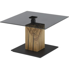 möbelando Balsta kvadratinis kavos staliukas 70 x 45 - 63 x 70 cm (plotis x aukštis x gylis), reguliuojamas aukštis su pakėlimu, pilko stiklo stalviršis, ąžuolo masyvo blokas su dervos grioveliais, MDF pagrindas, ant ratukų Modernus ir funkcionalus