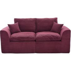 Modulinis laidas Minkšta sofa Svetainė Minimalistinis šiaurietiškas stilius Spyruoklinių putų sėdynės pagalvėlė Nuimamas užvalkalas Platūs porankiai Neslystanti bazė be surinkimo (Vyno raudona, Loveseater)