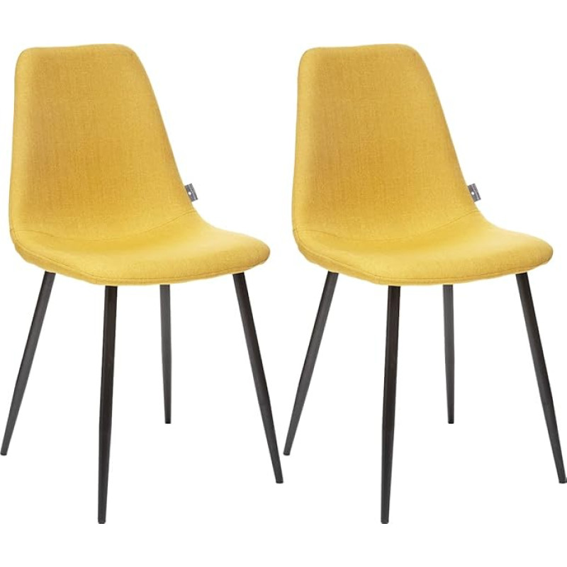UNIVERSDECOR Vintage Andréa kėdė su juodomis metalinėmis kojomis Geltona 2 kėdės Andréa Vintage stilius