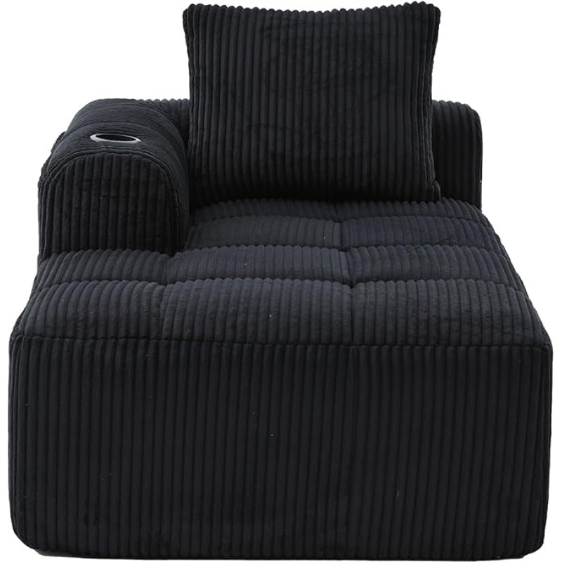 DRIXNO sofa su miego funkcija, viengulė sofa su gyvenamąja zona, minkšta kampinė sofa su atlošo pagalvėlėmis, modernaus stiliaus sofa-lova svetainei ir miegamajam, neremontuojama, 158 x 93 x 61 cm, juoda