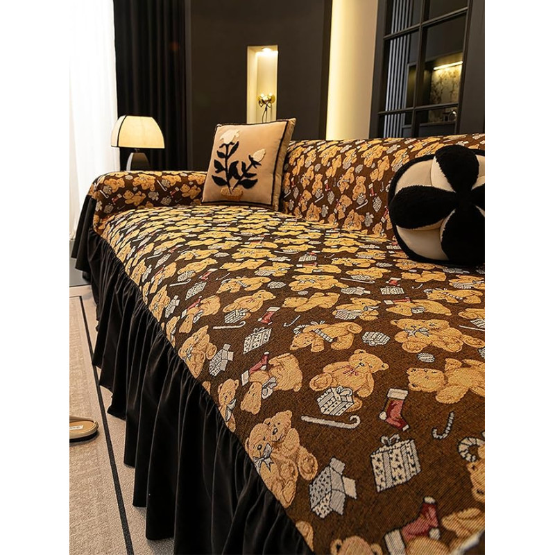 Generisch Printed Sofa Cover with Skirt, Sofa Blanket, Sofa Cover, Upholstery Protection, Dust and Stain Resistant Couch Cover, N, 180 x 300 cm/71 x 118 inches