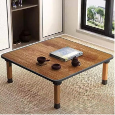 Medinis sulankstomas stalas, kvadratinis kavos staliukas, japoniškas grindų stalas, žemas sėdimas stalas, sulankstomas valgomojo stalas, arbatos stalas, meditacijos stalas, Kotatsu stalas (80 x 60 cm, rudos spalvos), 17
