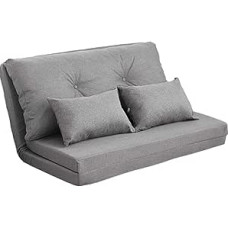 Reguliuojama sulankstoma sulankstoma kėdė su metaliniu rėmu, dūmų pilkos spalvos pagrindu, sofa-lova su atlošu ir pagalvėmis - sulankstomas čiužinys, futono kušetė, lova, puikiai tinka tinginiavimo dienoms