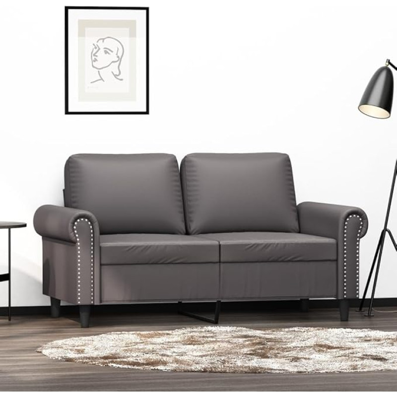 Dvivietė sofa Dvigulė sofa Sofa Lounge Sofa Minkšta sofa Svečių sofa Atsipalaiduoti sofa Loveseat Sofa svetainei Miegamasis Svečių kambarys Pilka 120 cm dirbtinė oda