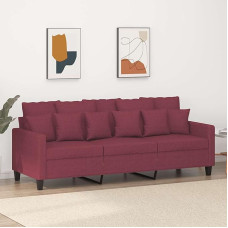 3-vietė sofa Sofa Lounge Sofa Atsipalaidavimo sofa Minkšta sofa Svečių sofa Svetainės sofa Atsipalaidavimo sofa miegamajam Svečių kambarys Vyno raudona 180 cm audinys