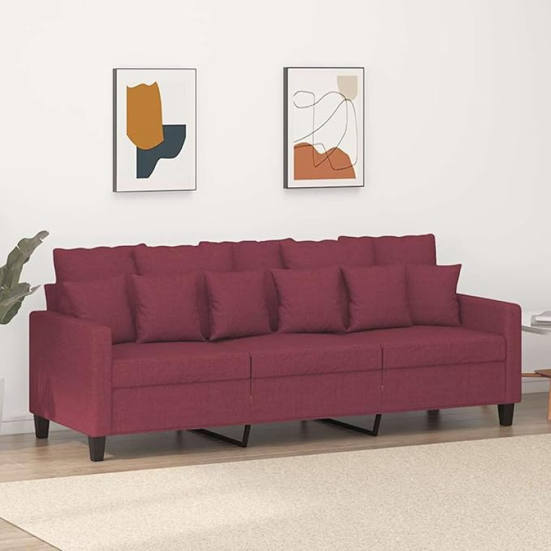 3-vietė sofa Sofa Lounge Sofa Atsipalaidavimo sofa Minkšta sofa Svečių sofa Svetainės sofa Atsipalaidavimo sofa miegamajam Svečių kambarys Vyno raudona 180 cm audinys